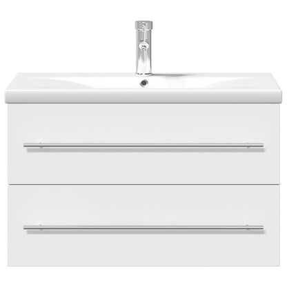 Armoire lavabo de salle de bain avec bassin intégré blanc