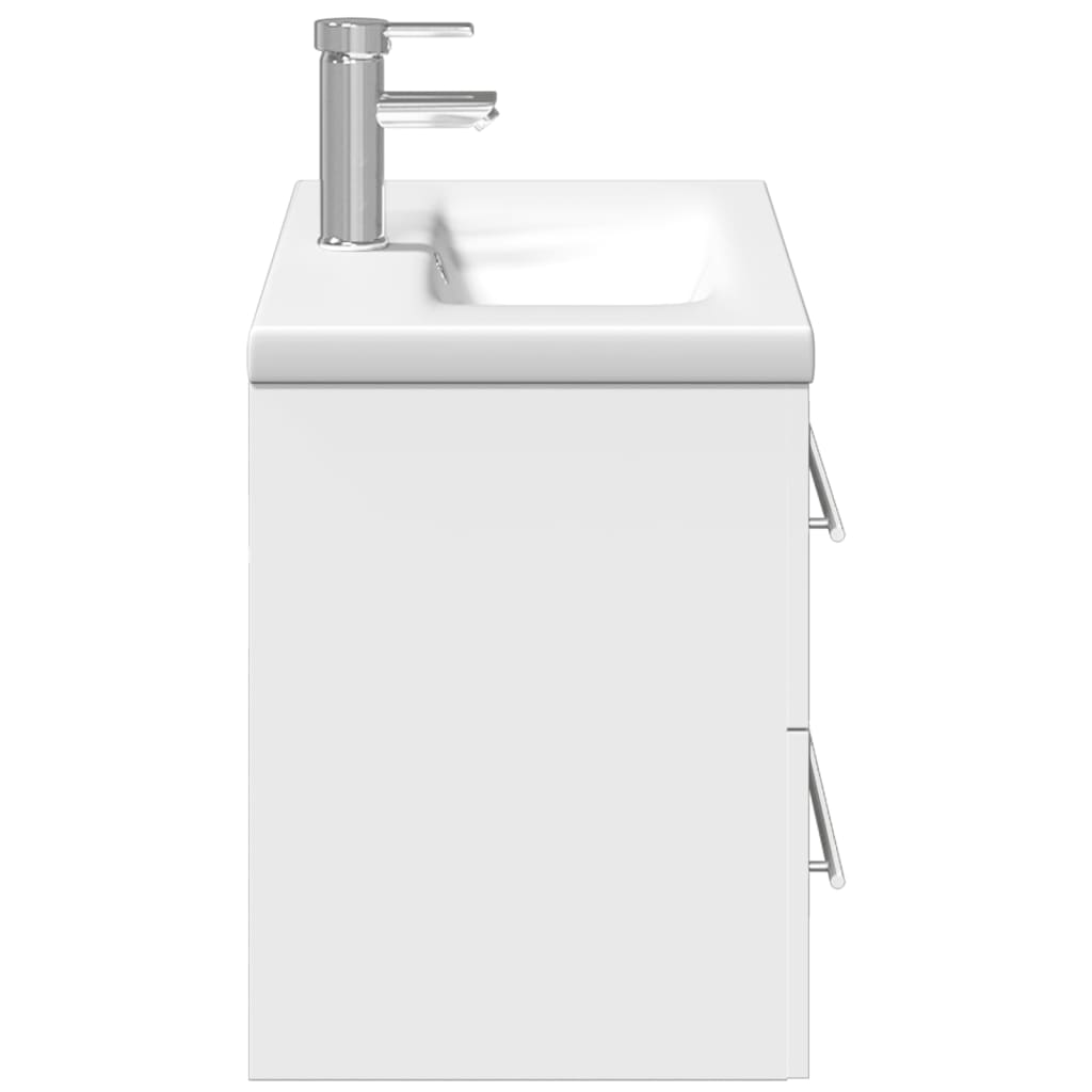 Armoire lavabo de salle de bain avec bassin intégré blanc