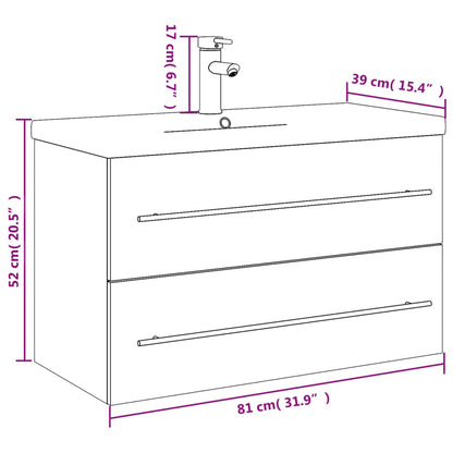 Armoire lavabo de salle de bain avec bassin intégré blanc