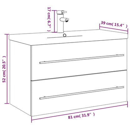 Armoire lavabo de salle de bain avec bassin intégré noir