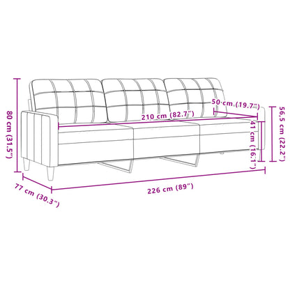 Canapé à 3 places Crème 210 cm Tissu