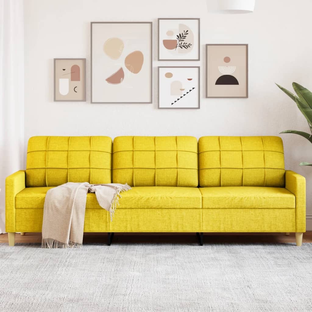 Canapé à 3 places Jaune clair 210 cm Tissu