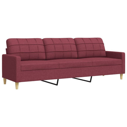 Canapé à 3 places Rouge bordeaux 210 cm Tissu