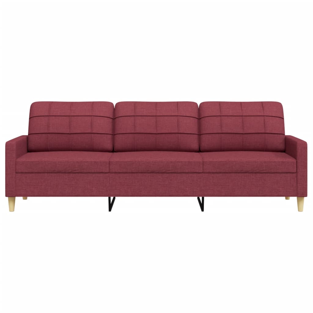 Canapé à 3 places Rouge bordeaux 210 cm Tissu