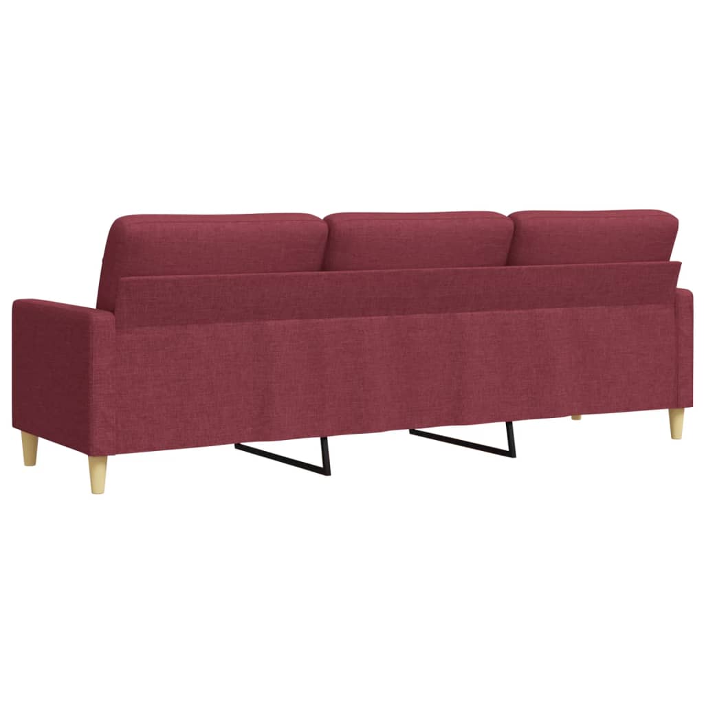 Canapé à 3 places Rouge bordeaux 210 cm Tissu