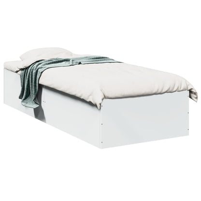 Cadre de lit sans matelas blanc 75x190 cm bois d'ingénierie