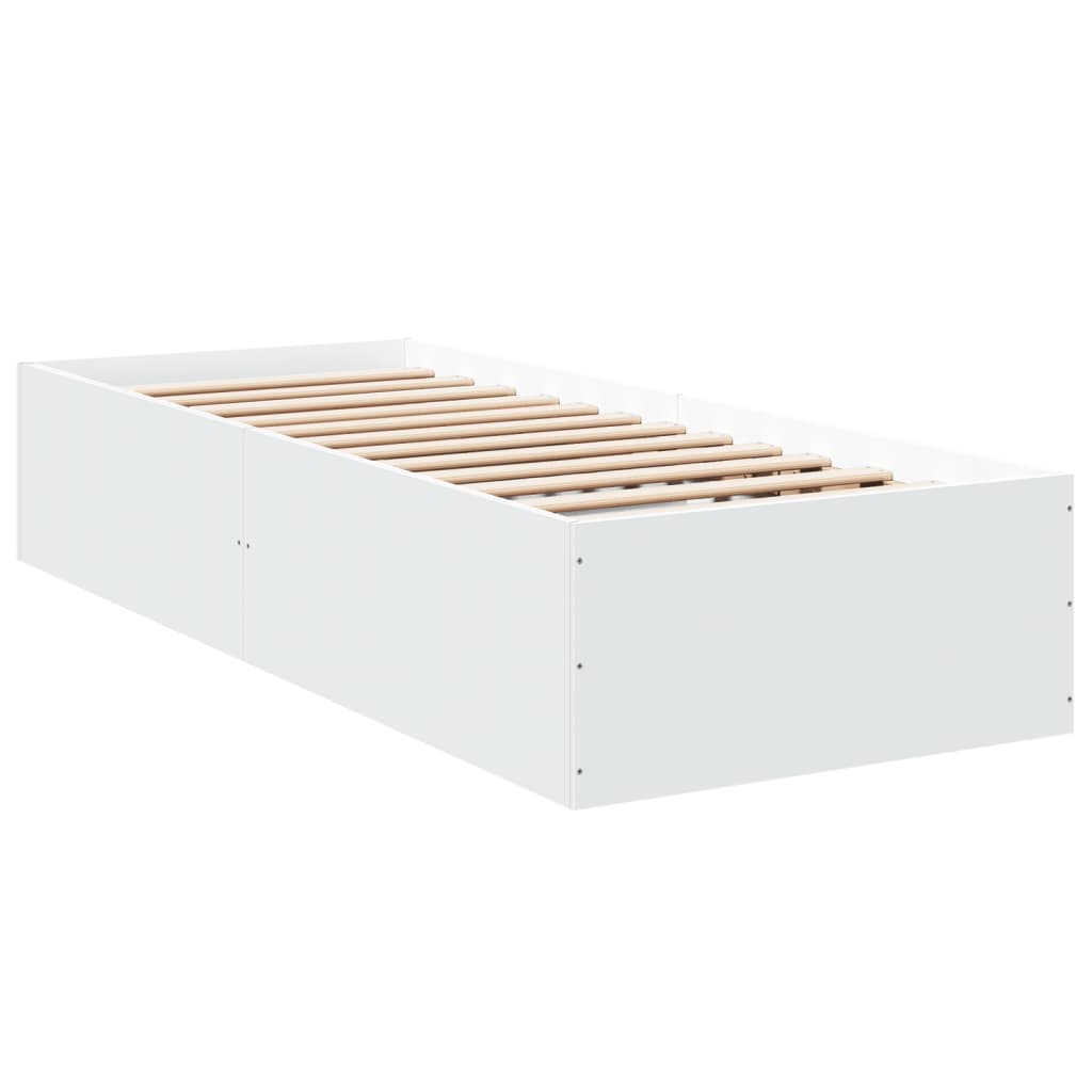 Cadre de lit sans matelas blanc 75x190 cm bois d'ingénierie