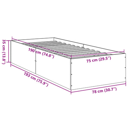 Cadre de lit sans matelas blanc 75x190 cm bois d'ingénierie