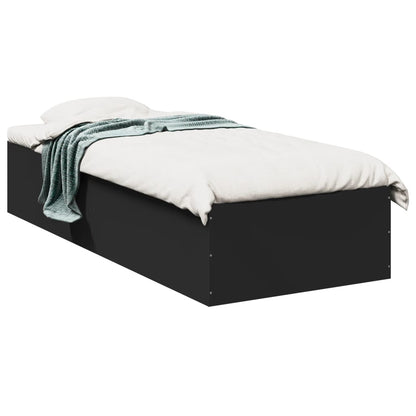 Cadre de lit sans matelas noir 75x190 cm bois ingénierie