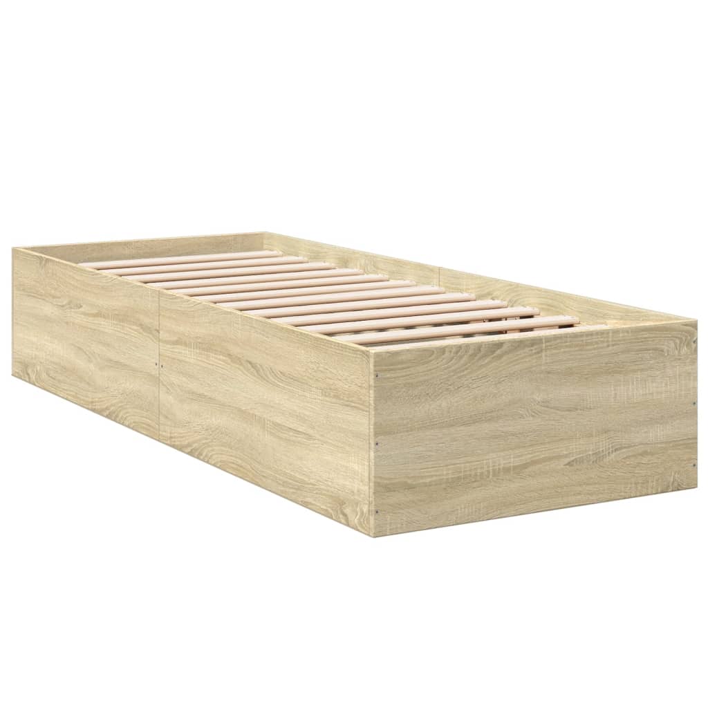 Cadre de lit sans matelas chêne sonoma 75x190 cm