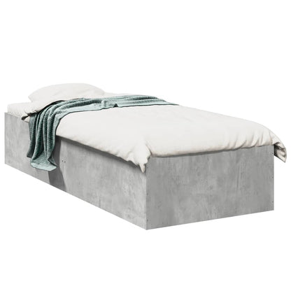 Cadre de lit sans matelas gris béton 75x190 cm