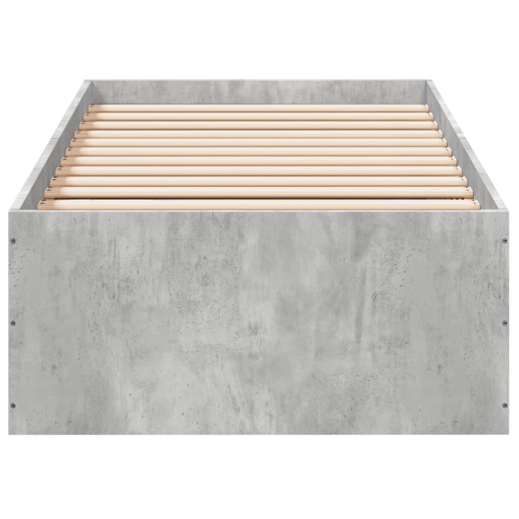 Cadre de lit sans matelas gris béton 75x190 cm