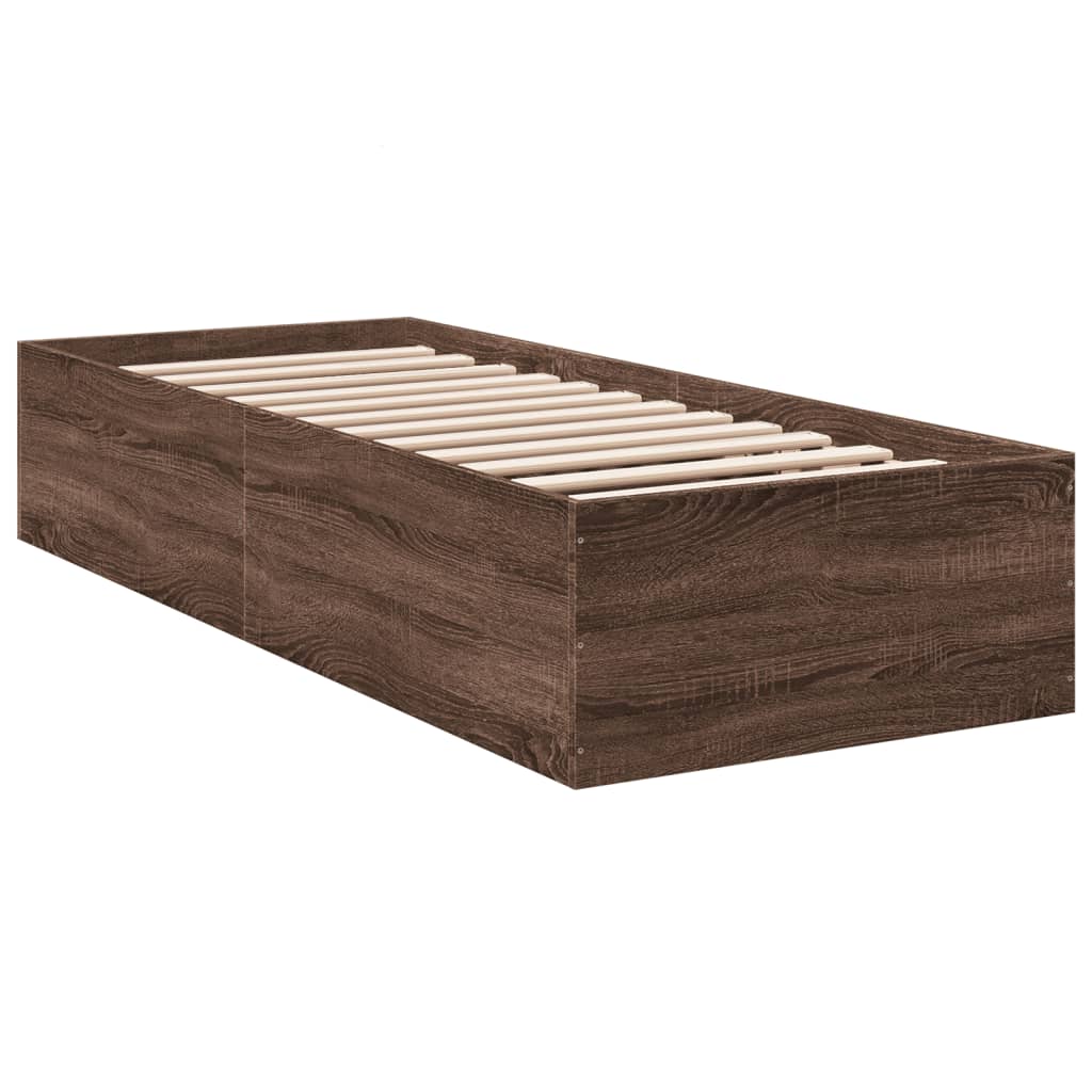 Cadre de lit sans matelas chêne marron 75x190cm bois ingénierie