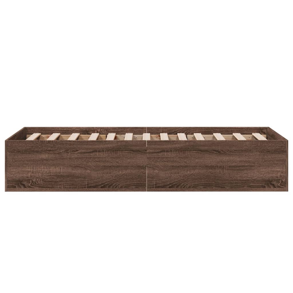 Cadre de lit sans matelas chêne marron 75x190cm bois ingénierie