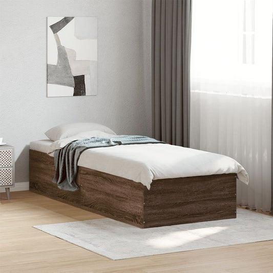 Cadre de lit sans matelas chêne marron 75x190cm bois ingénierie