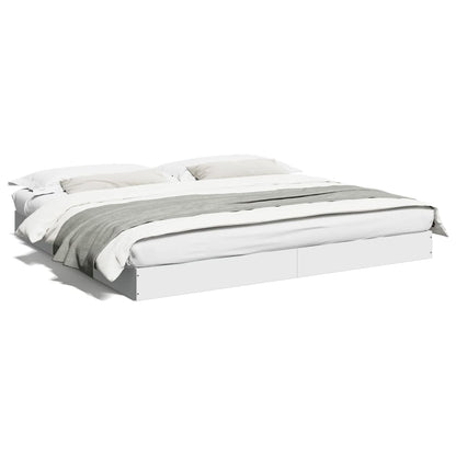 Cadre de lit sans matelas blanc 200x200 cm bois d'ingénierie