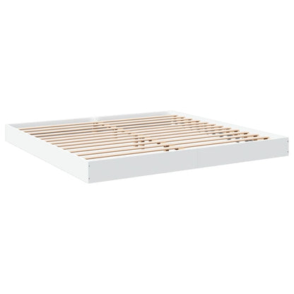 Cadre de lit sans matelas blanc 200x200 cm bois d'ingénierie