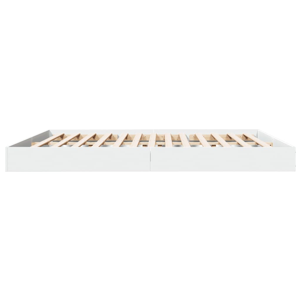 Cadre de lit sans matelas blanc 200x200 cm bois d'ingénierie