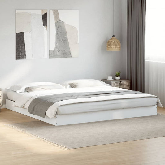 Cadre de lit sans matelas blanc 200x200 cm bois d'ingénierie