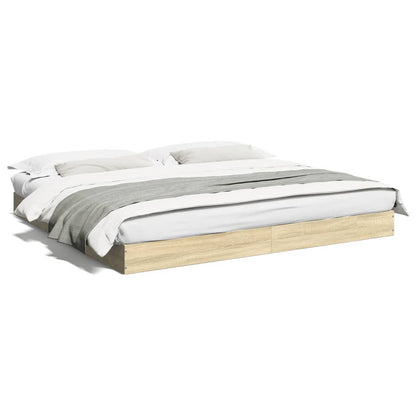 Cadre de lit sans matelas chêne sonoma 200x200 cm