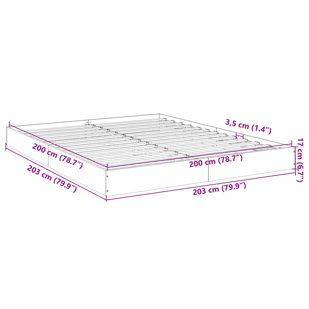 Cadre de lit sans matelas chêne sonoma 200x200 cm