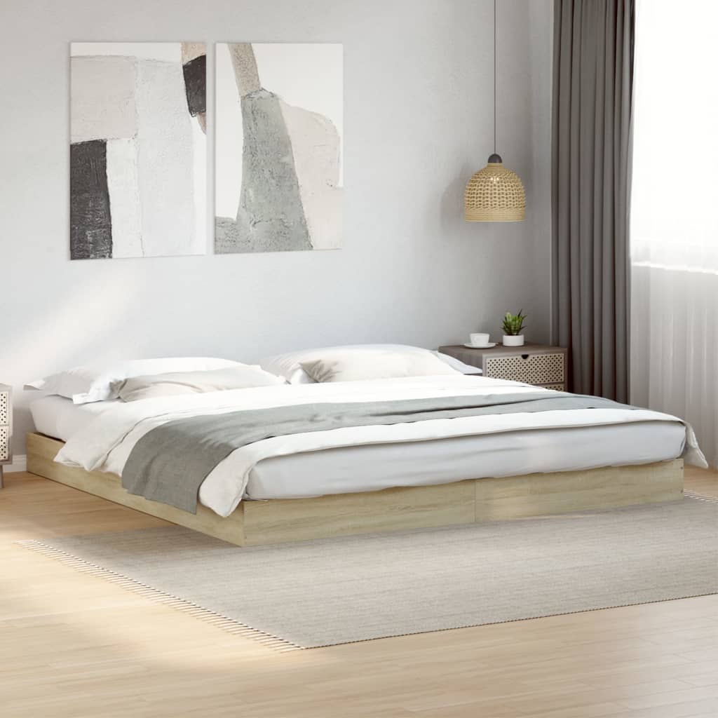 Cadre de lit sans matelas chêne sonoma 200x200 cm