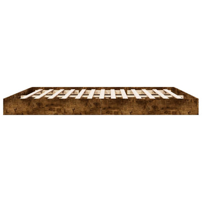 Cadre de lit sans matelas chêne fumé 200x200 cm bois ingénierie