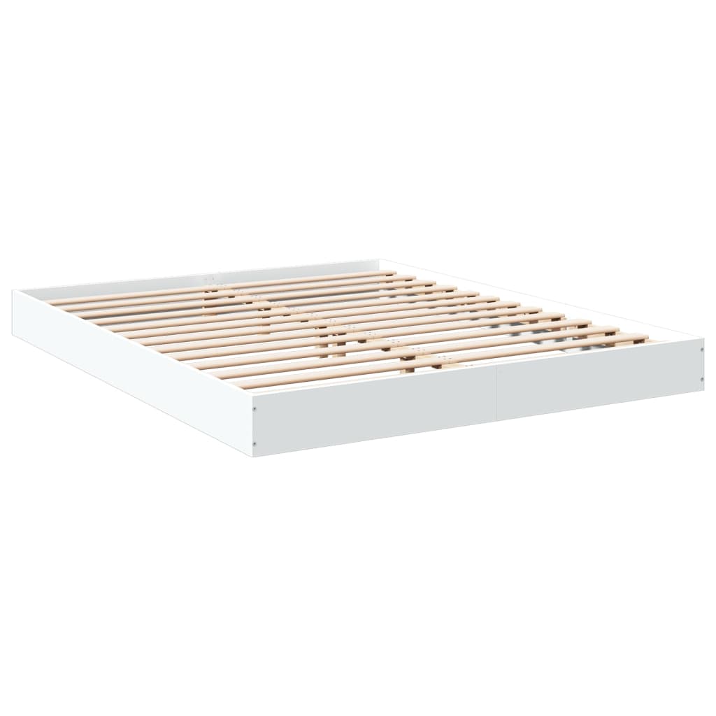 Cadre de lit sans matelas blanc 160x200 cm bois d'ingénierie