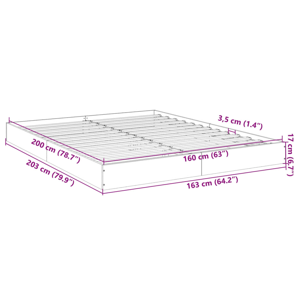 Cadre de lit sans matelas blanc 160x200 cm bois d'ingénierie