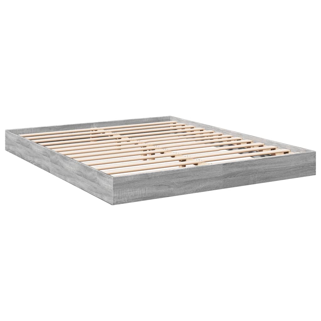 Cadre de lit sans matelas sonoma gris 160x200cm bois ingénierie