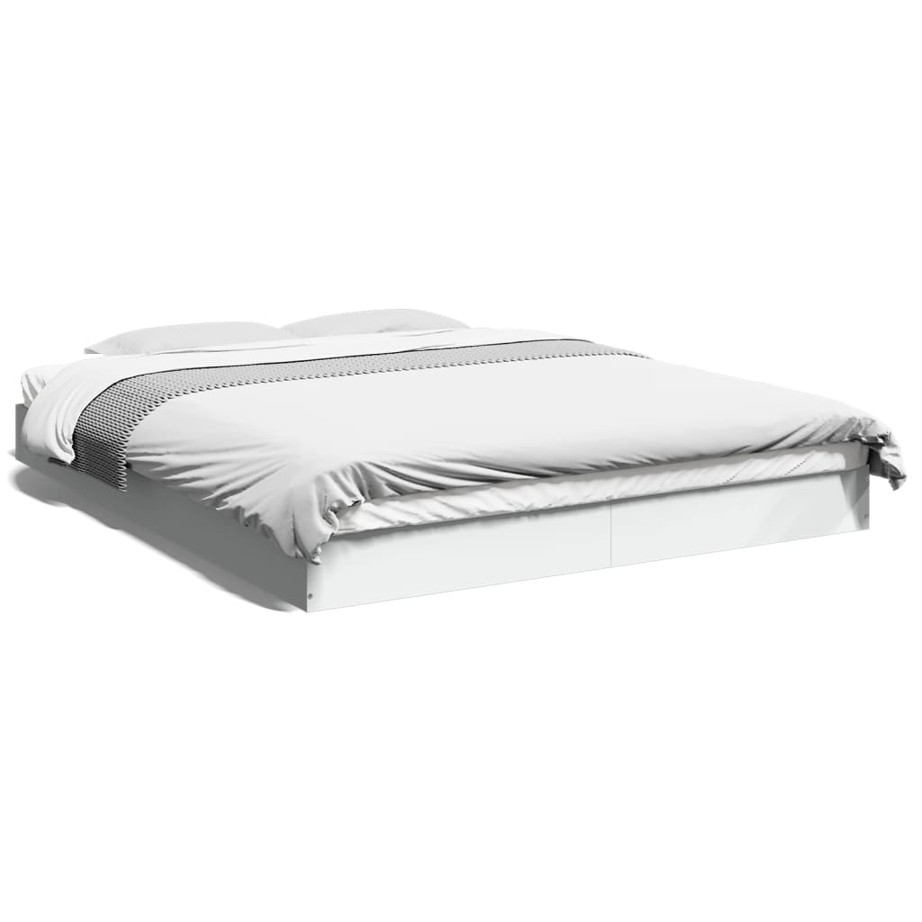 Cadre de lit sans matelas blanc 150x200 cm bois d'ingénierie