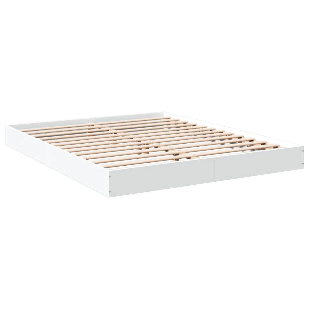 Cadre de lit sans matelas blanc 150x200 cm bois d'ingénierie