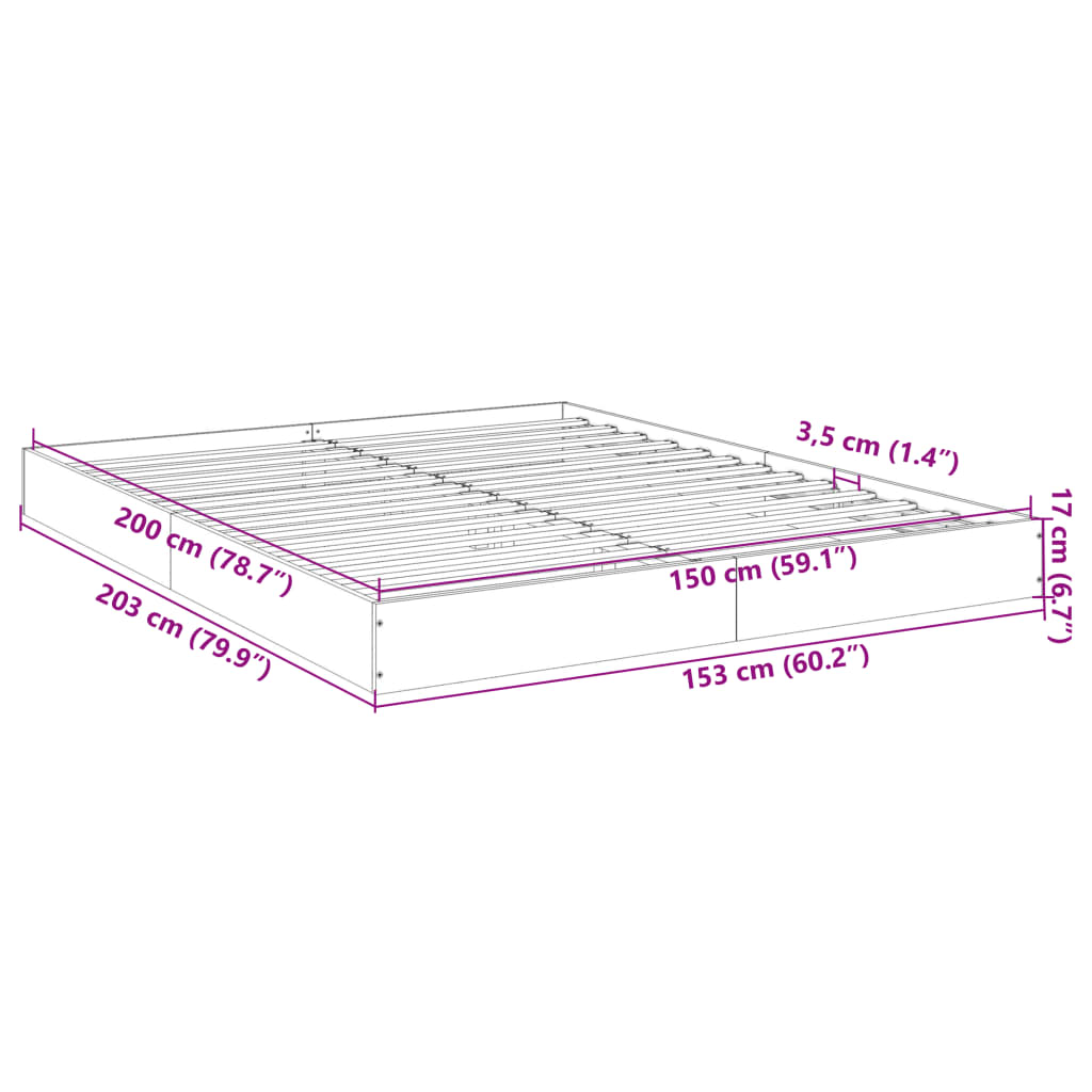 Cadre de lit sans matelas blanc 150x200 cm bois d'ingénierie