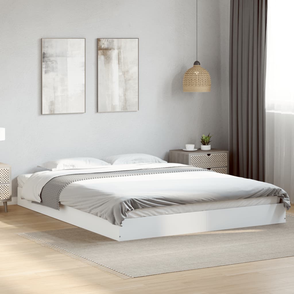 Cadre de lit sans matelas blanc 150x200 cm bois d'ingénierie