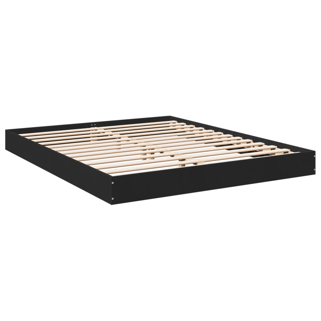 Cadre de lit sans matelas noir 150x200 cm bois d'ingénierie