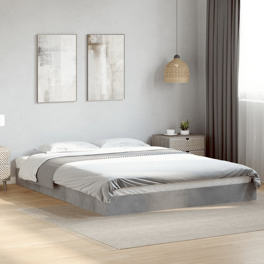 Cadre de lit sans matelas gris béton 150x200 cm