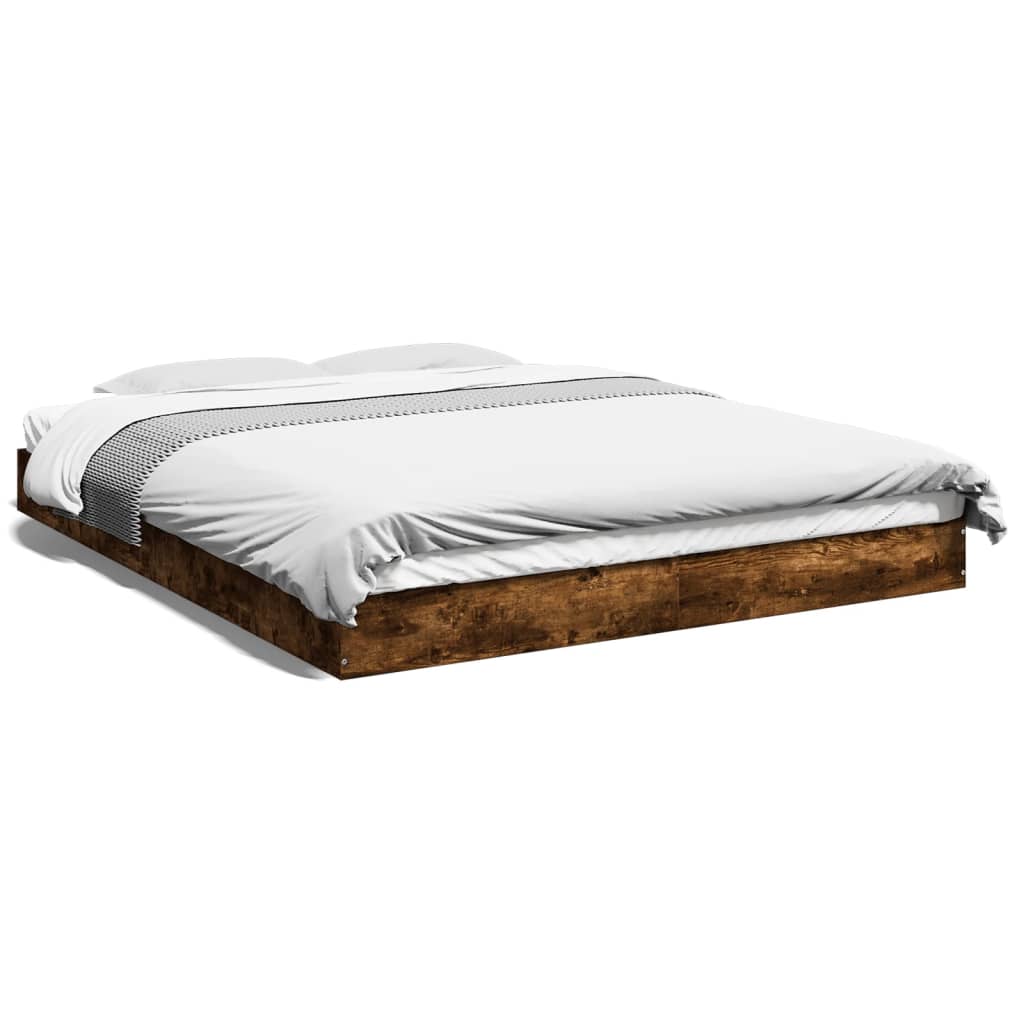 Cadre de lit sans matelas chêne fumé 150x200 cm bois ingénierie