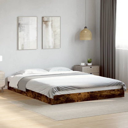 Cadre de lit sans matelas chêne fumé 150x200 cm bois ingénierie