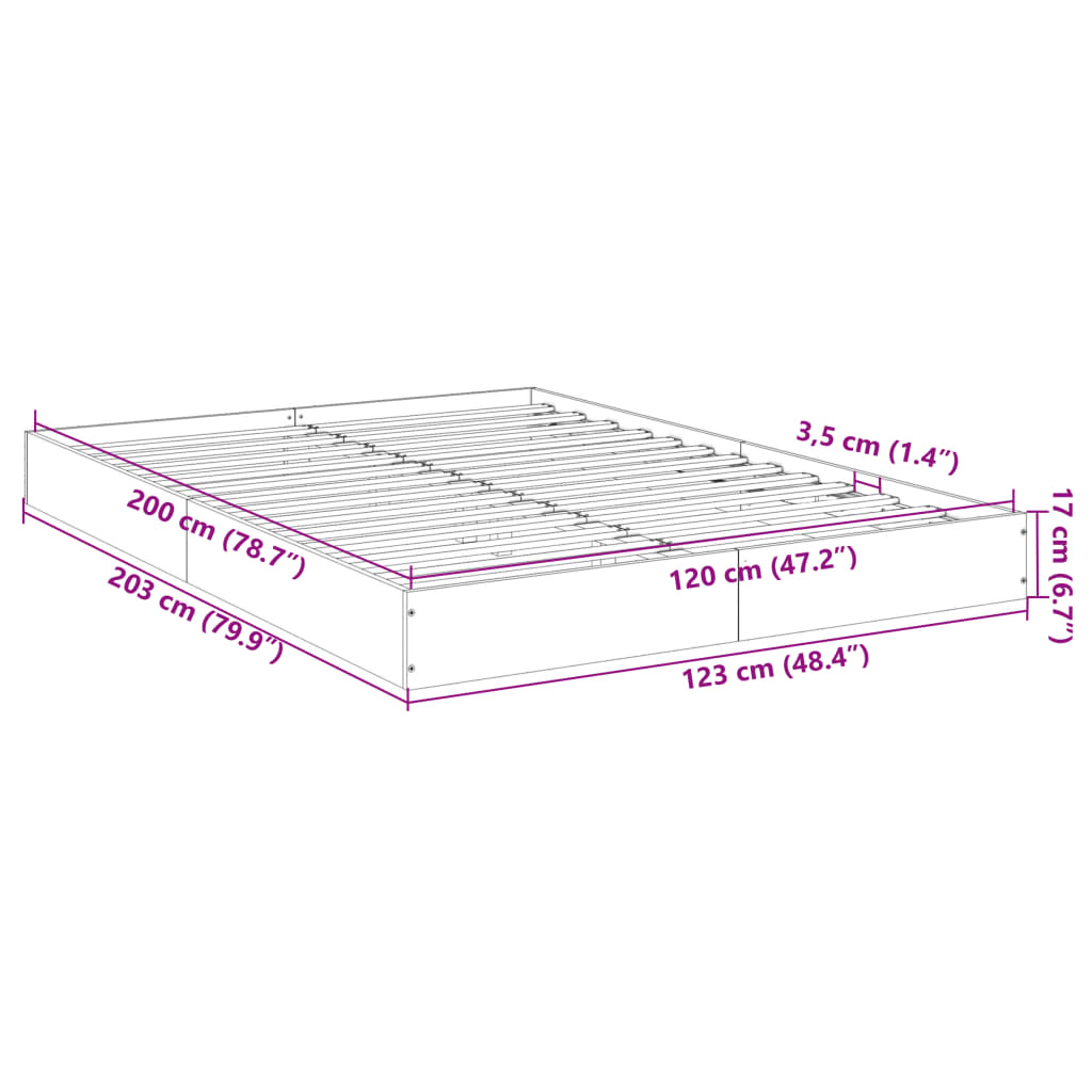 Cadre de lit sans matelas noir 120x200 cm