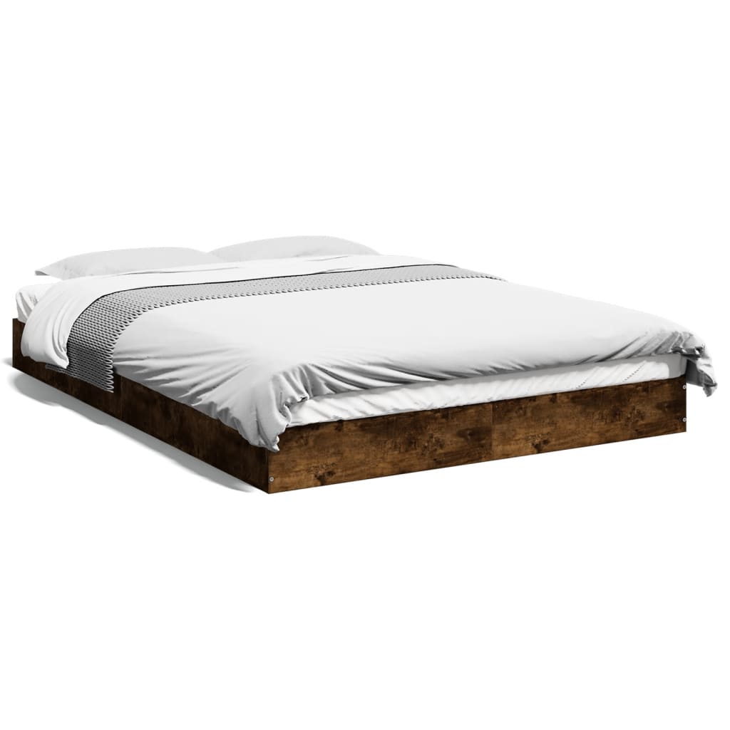 Cadre de lit sans matelas chêne fumé 120x200 cm bois ingénierie