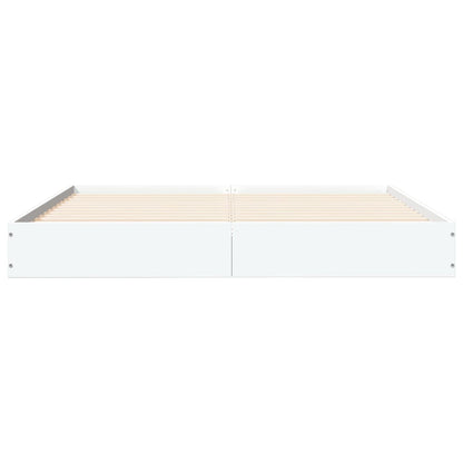 Cadre de lit sans matelas blanc 135x190 cm bois d'ingénierie