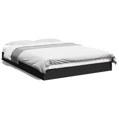 Cadre de lit sans matelas noir 135x190 cm bois d'ingénierie