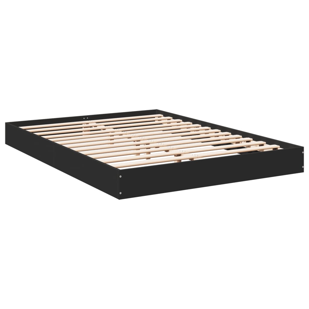 Cadre de lit sans matelas noir 135x190 cm bois d'ingénierie