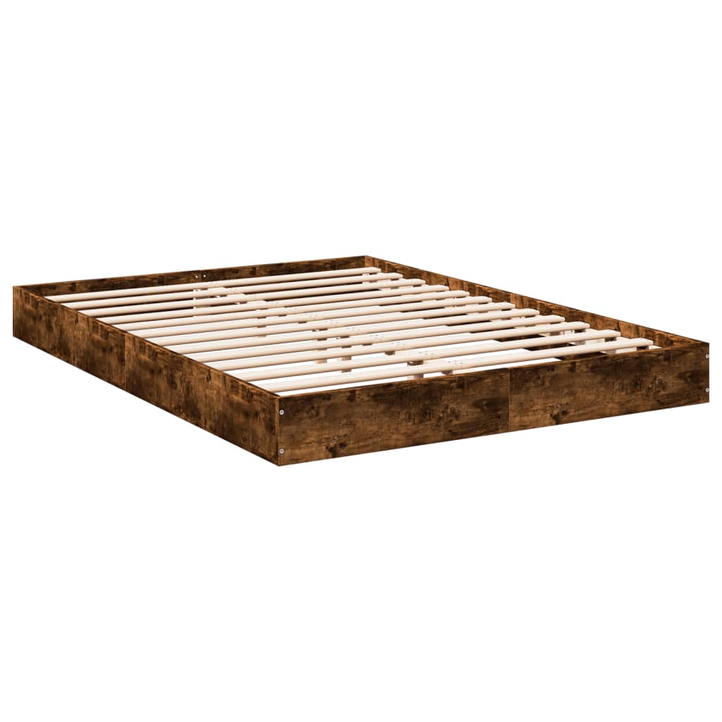 Cadre de lit sans matelas chêne fumé 135x190 cm bois ingénierie