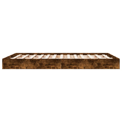 Cadre de lit sans matelas chêne fumé 135x190 cm bois ingénierie