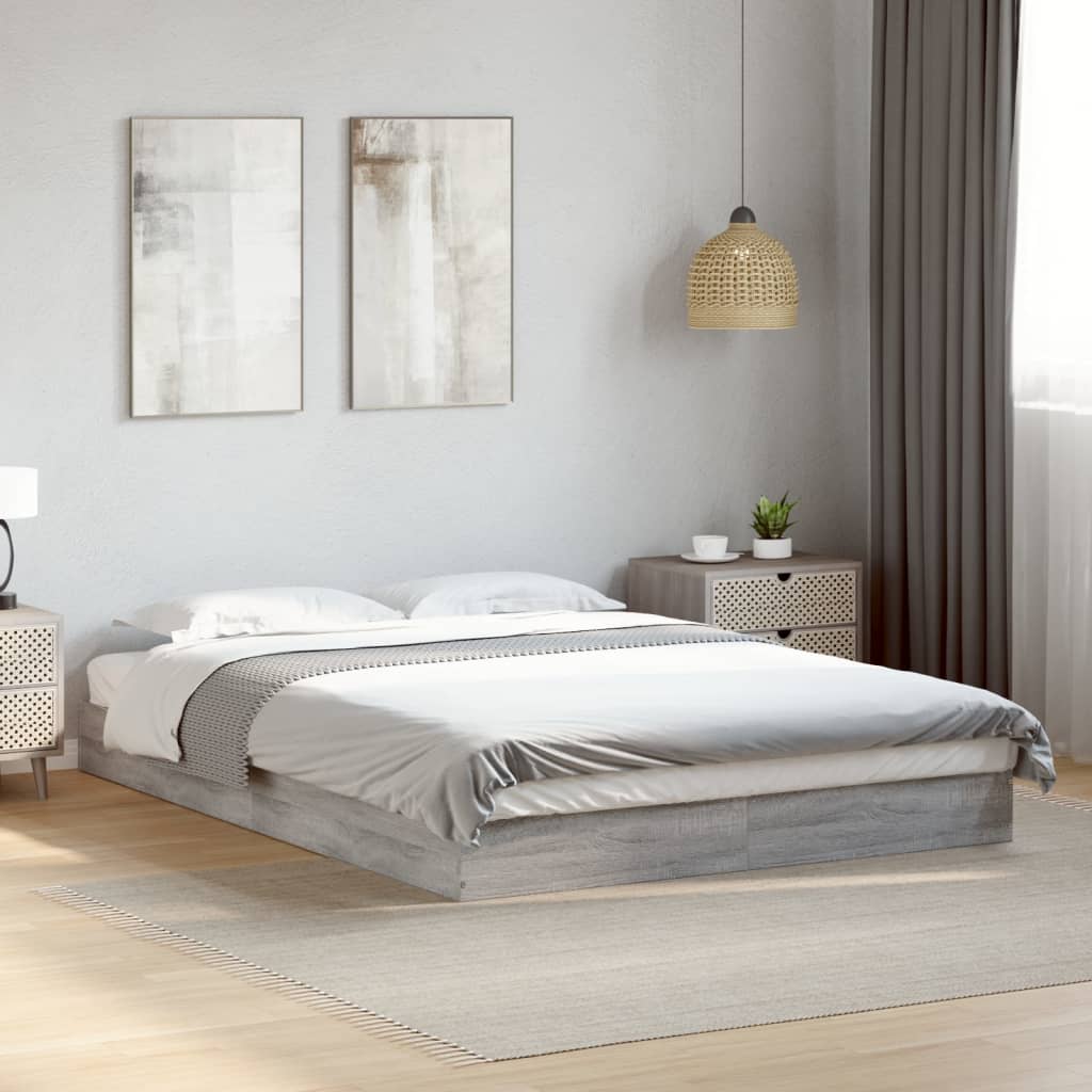 Cadre de lit sans matelas sonoma gris 135x190 cm