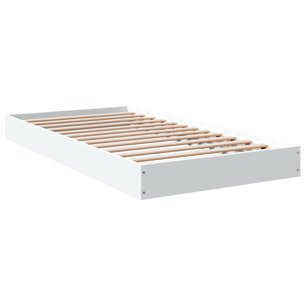 Cadre de lit sans matelas blanc 100x200 cm bois d'ingénierie