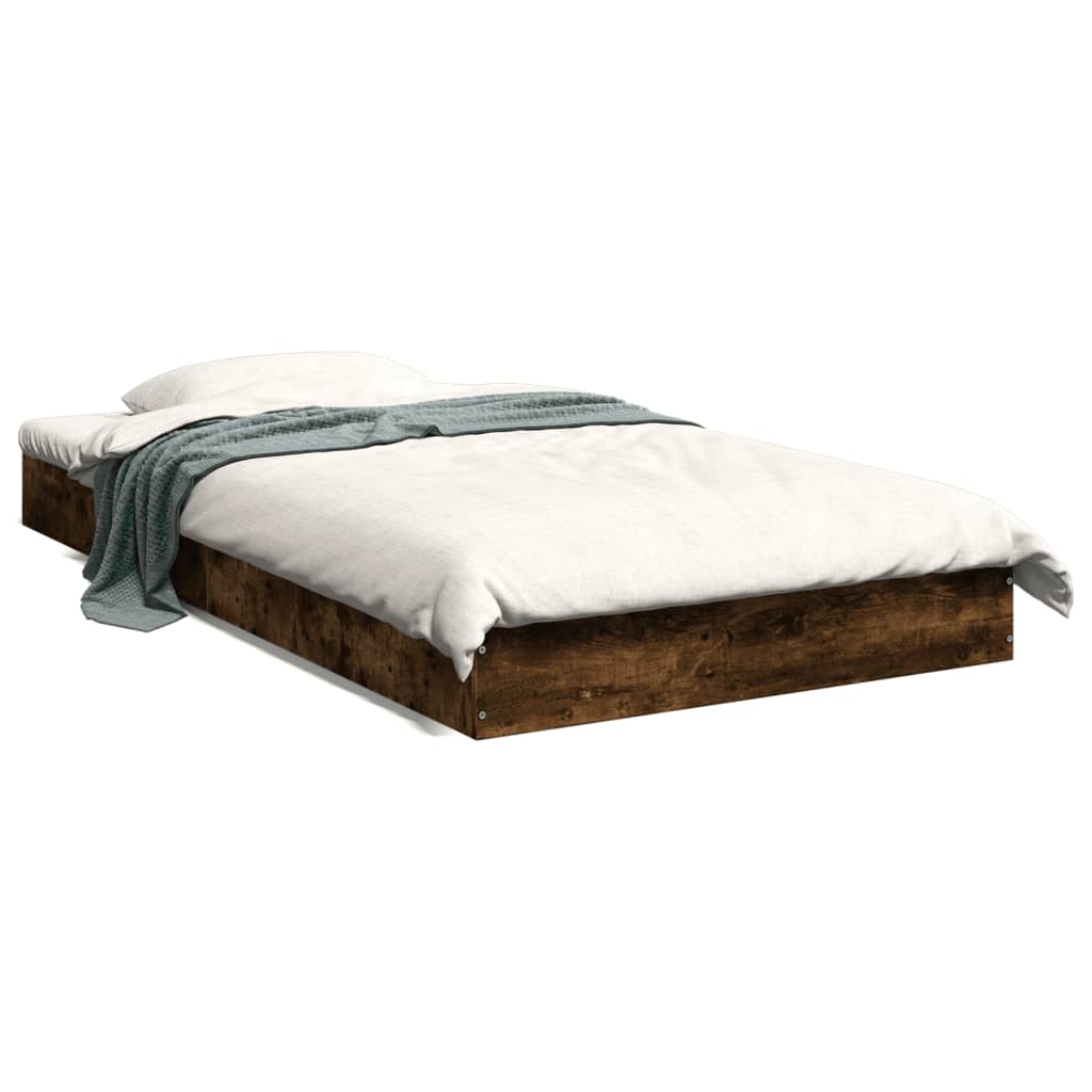 Cadre de lit sans matelas chêne fumé 100x200 cm bois ingénierie