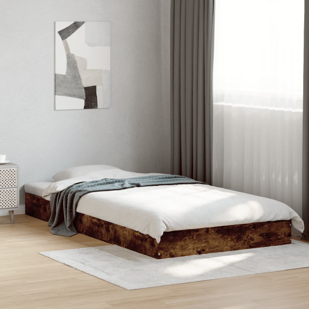 Cadre de lit sans matelas chêne fumé 100x200 cm bois ingénierie