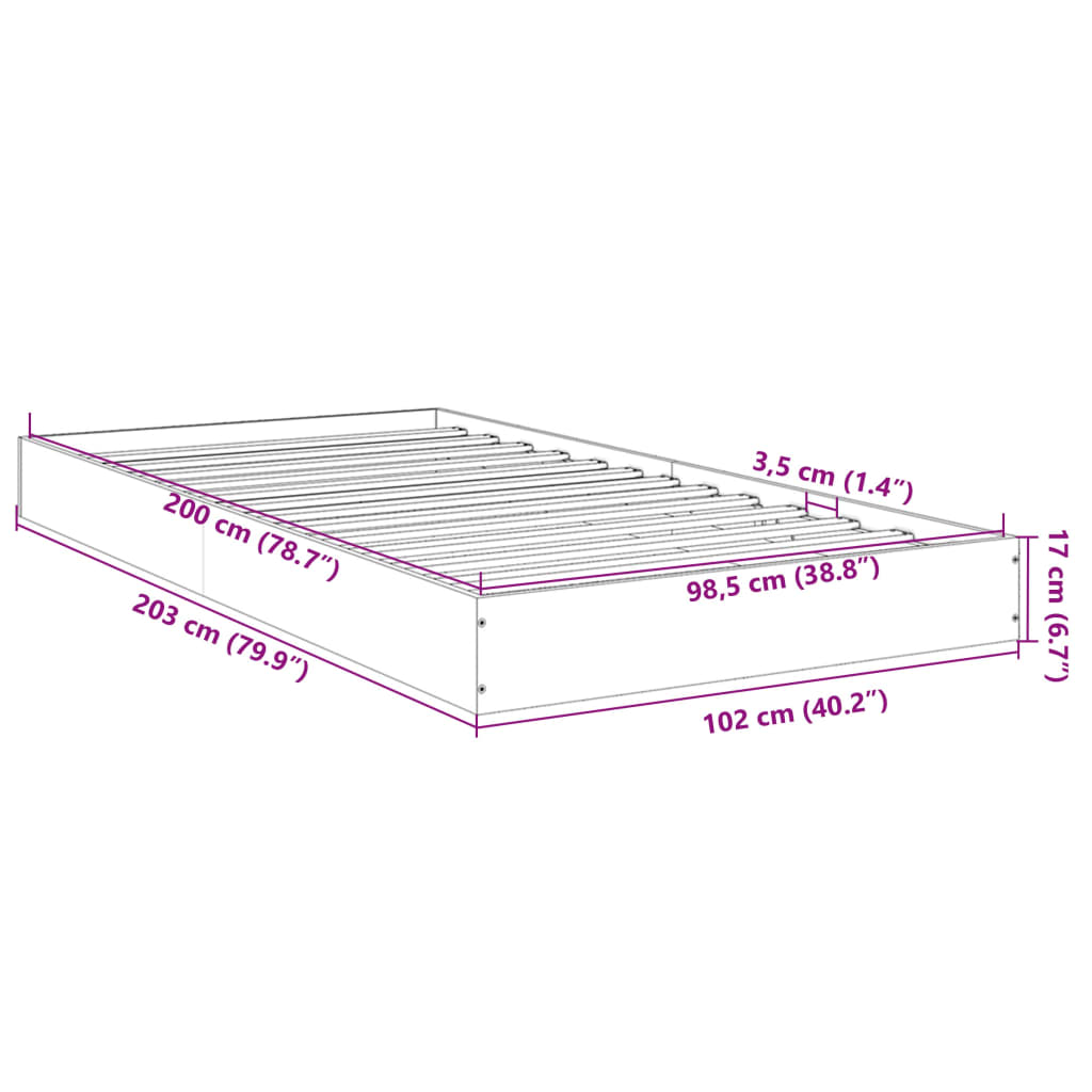 Cadre de lit sans matelas sonoma gris 100x200 cm